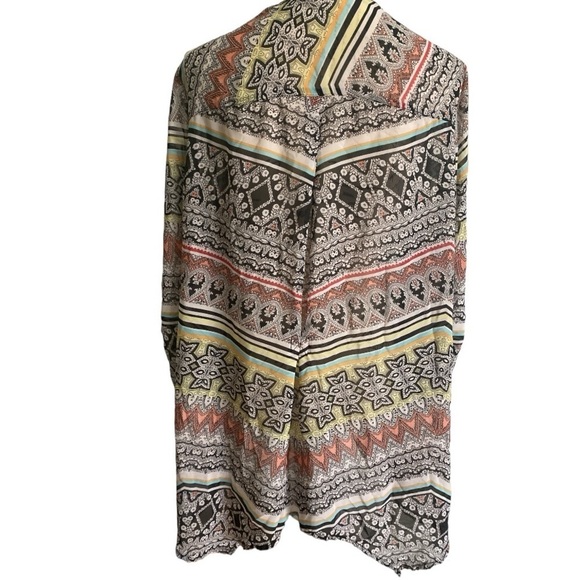 Democracy tunic top, size 1X, multicolored, deep VNeck, half-button slip on. - Picture 2 of 6